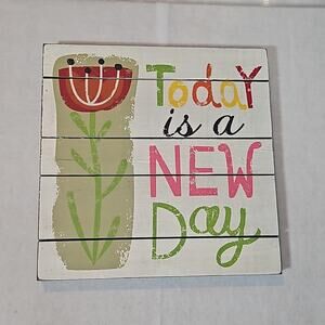 Demdaco Today is a New Day Painted Wood Wall Plaque Rustic Farmhouse Decor